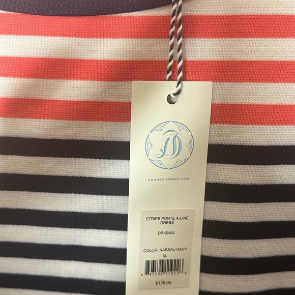 Draper James Stripe Ponte A Line Dress in Nassau Navy Size XL - Picture 5 of 9